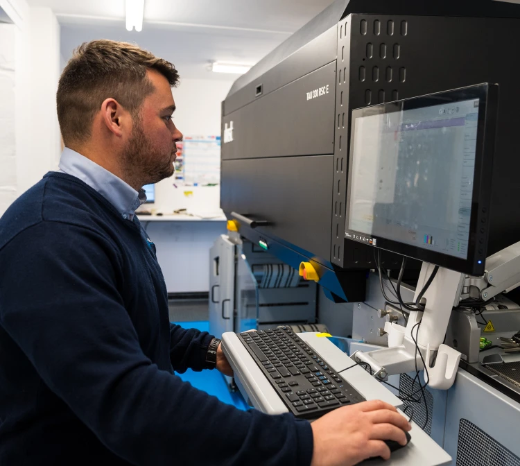 Operator using digital print machine